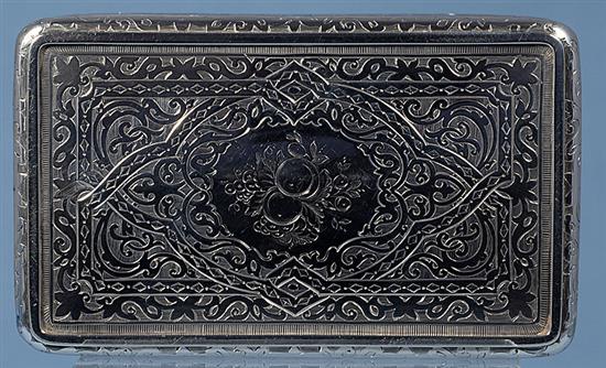 A large Victorian silver table snuff box, by Thomas Johnson I, Length128mm, Weight: 10oz/312grms.